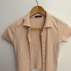Brandy Melville Cropped Pink Polo - size XS